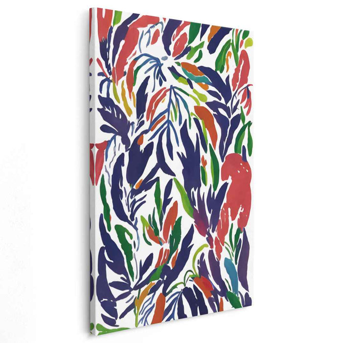 Tropical Foliage Symphony: Vibrant Expressionist Leaf Canvas Art Print