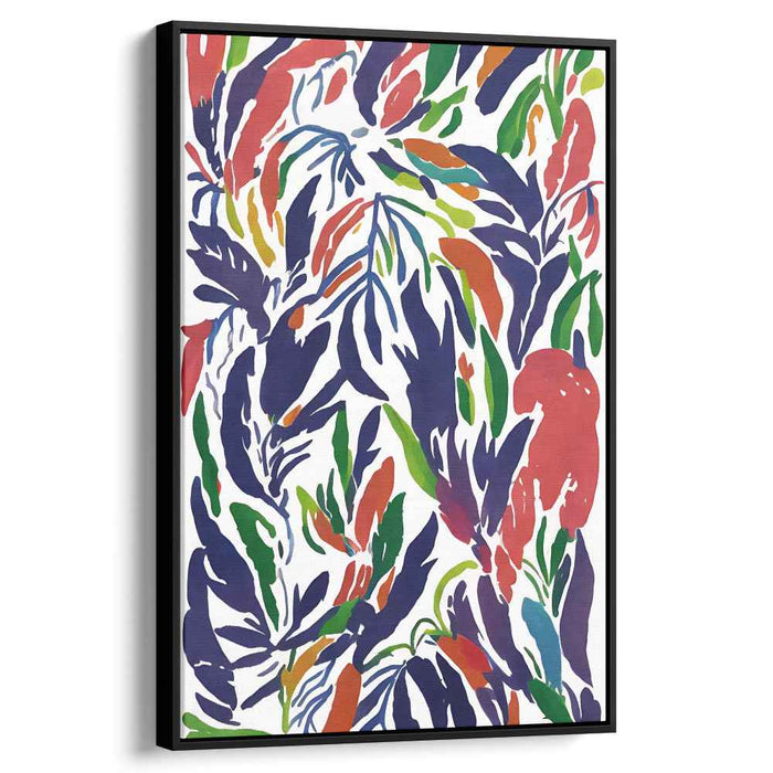 Tropical Foliage Symphony: Vibrant Expressionist Leaf Canvas Art Print
