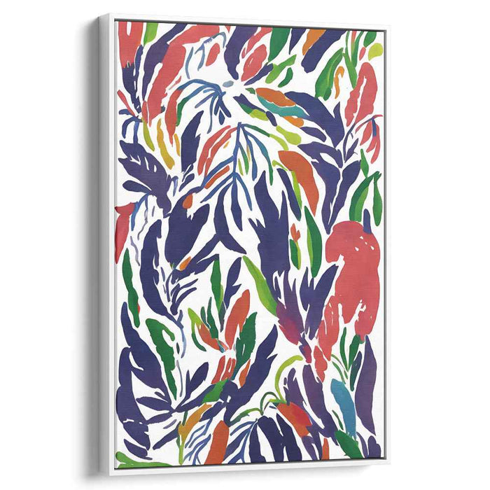 Tropical Foliage Symphony: Vibrant Expressionist Leaf Canvas Art Print