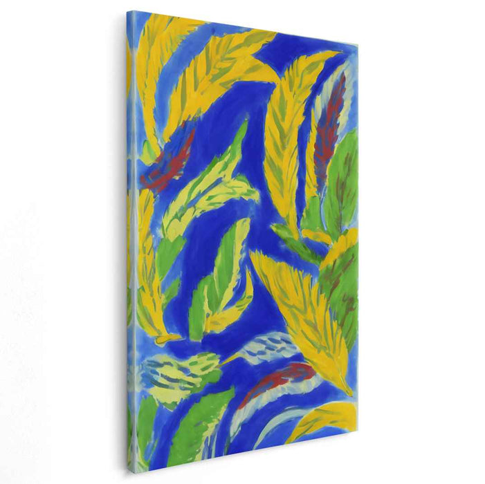 Dynamic Foliage Symphony: Vibrant Leaves in Motion Abstract Canvas Art