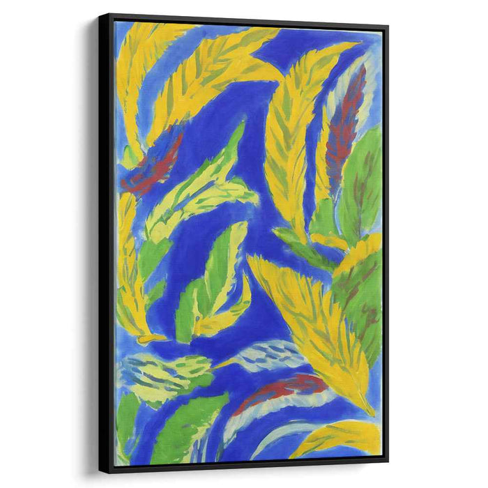 Dynamic Foliage Symphony: Vibrant Leaves in Motion Abstract Canvas Art