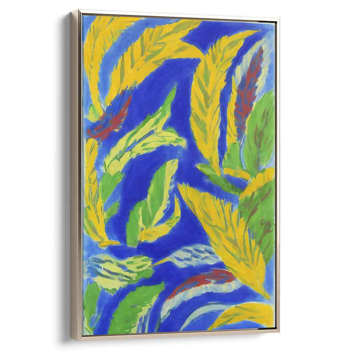Dynamic Foliage Symphony: Vibrant Leaves in Motion Abstract Canvas Art