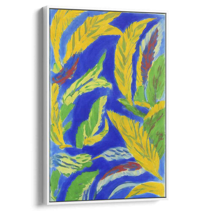 Dynamic Foliage Symphony: Vibrant Leaves in Motion Abstract Canvas Art