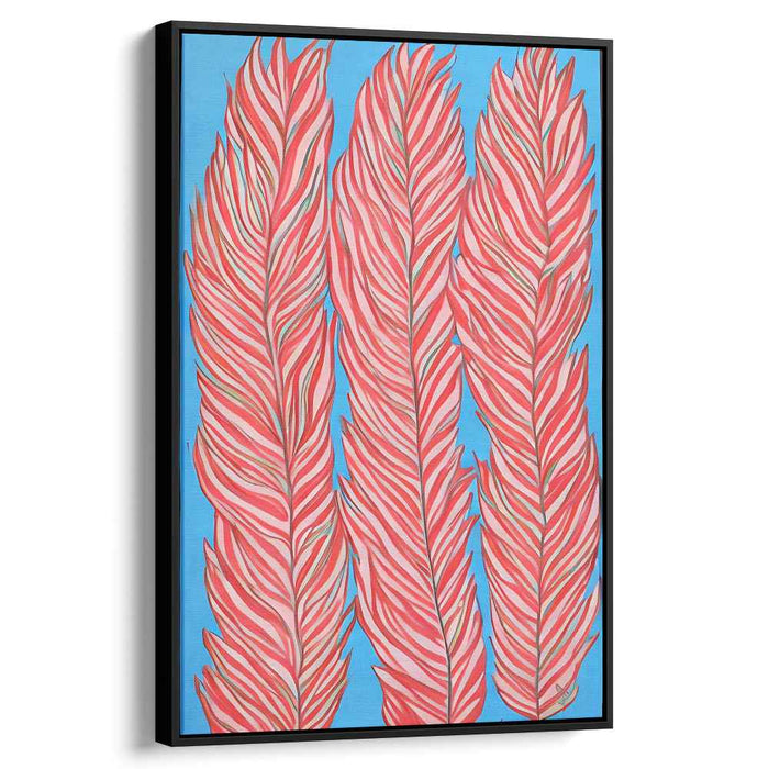 Vibrant Feather Trio: Modern Graphic Nature Canvas Art Print