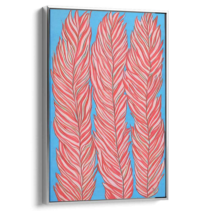 Vibrant Feather Trio: Modern Graphic Nature Canvas Art Print
