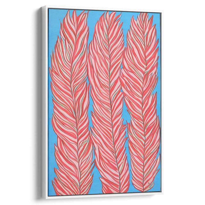 Vibrant Feather Trio: Modern Graphic Nature Canvas Art Print