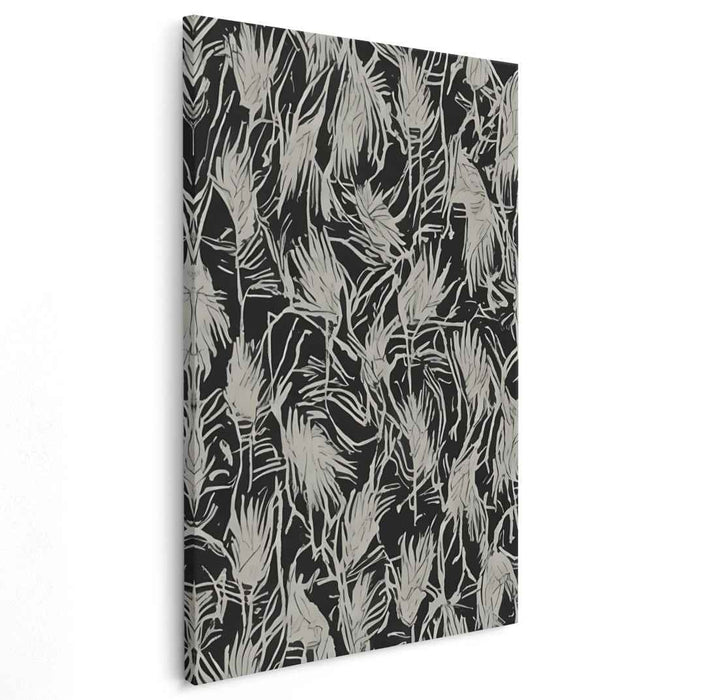Ephemeral Shadows Dance: Contemporary Abstract Black and Gray Canvas Art Print