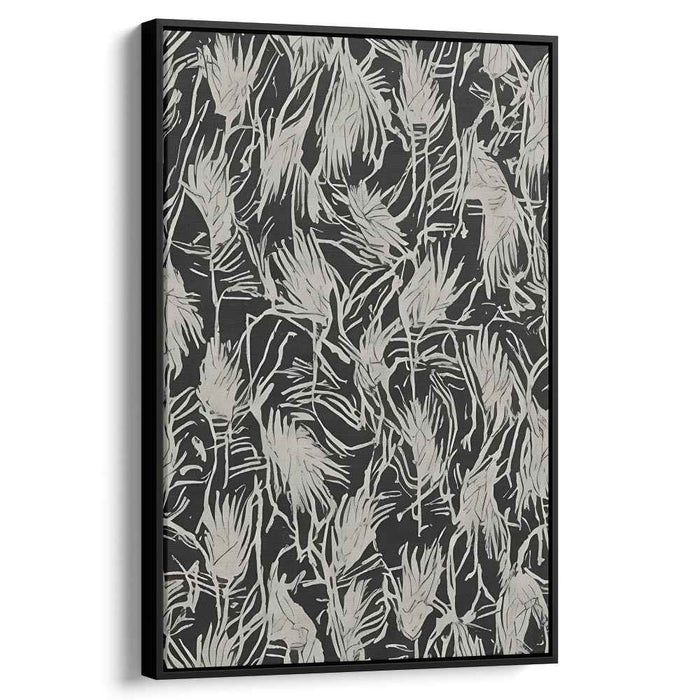 Ephemeral Shadows Dance: Contemporary Abstract Black and Gray Canvas Art Print
