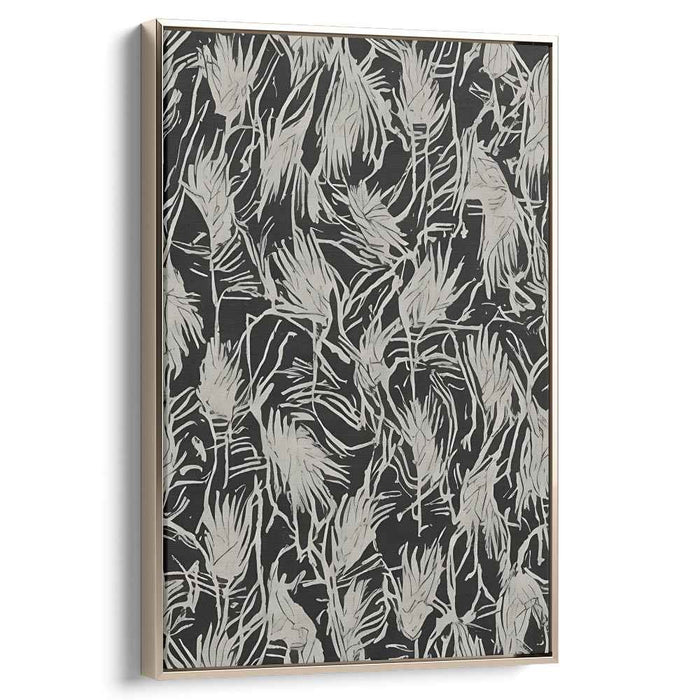 Ephemeral Shadows Dance: Contemporary Abstract Black and Gray Canvas Art Print