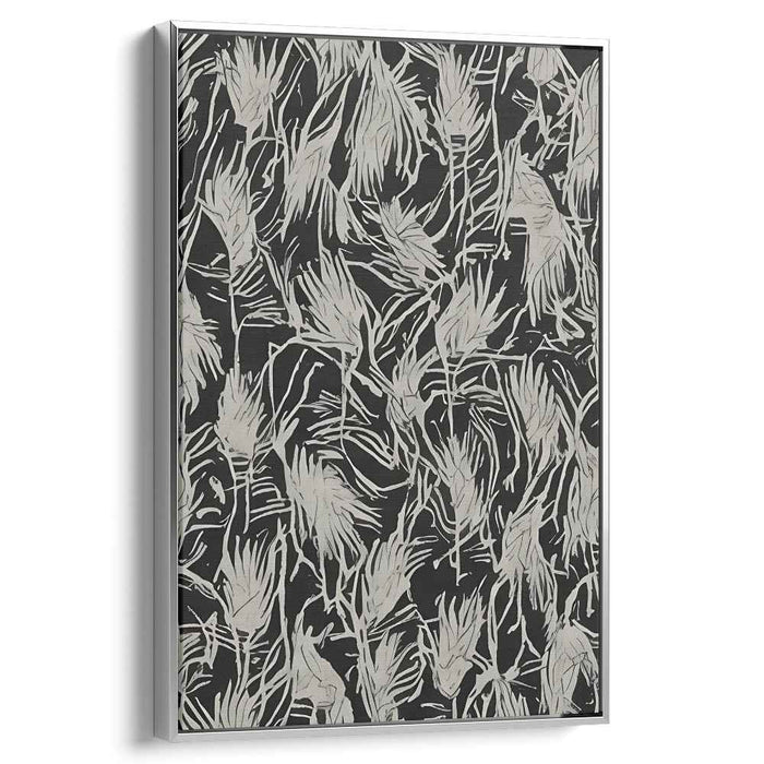 Ephemeral Shadows Dance: Contemporary Abstract Black and Gray Canvas Art Print