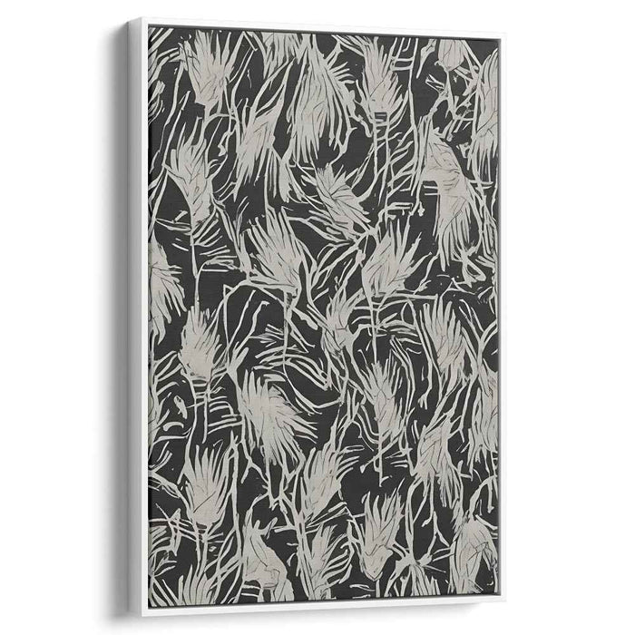 Ephemeral Shadows Dance: Contemporary Abstract Black and Gray Canvas Art Print