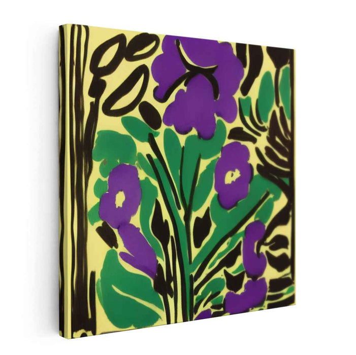 Emerald Blossom Dance: Modern Expressionist Floral Canvas Art
