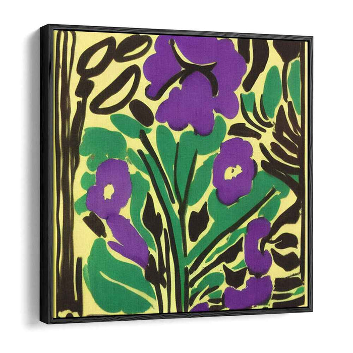 Emerald Blossom Dance: Modern Expressionist Floral Canvas Art