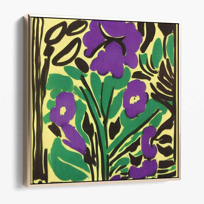 Emerald Blossom Dance: Modern Expressionist Floral Canvas Art