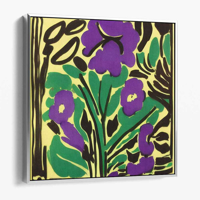 Emerald Blossom Dance: Modern Expressionist Floral Canvas Art