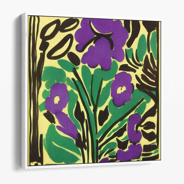 Emerald Blossom Dance: Modern Expressionist Floral Canvas Art