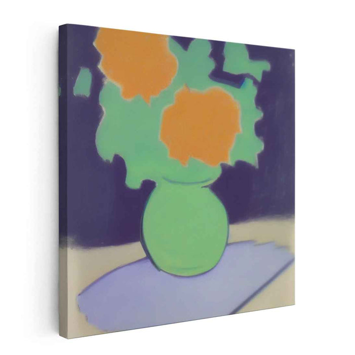 Modern Minimalist Flowers in Green Vase Canvas Art Print: