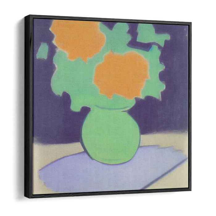 Modern Minimalist Flowers in Green Vase Canvas Art Print: