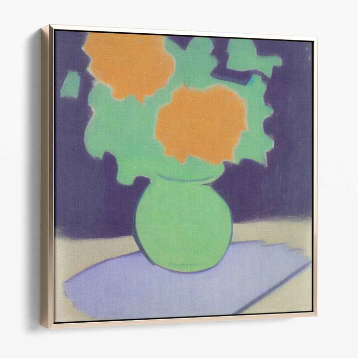 Modern Minimalist Flowers in Green Vase Canvas Art Print: