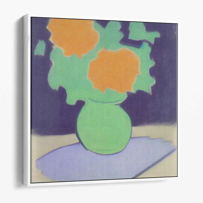 Modern Minimalist Flowers in Green Vase Canvas Art Print: