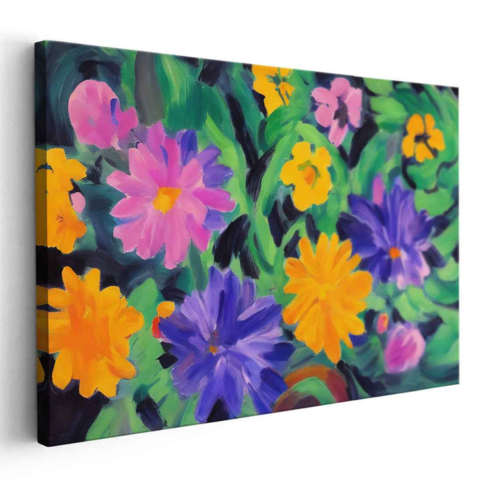 Petals And Pigments: Vibrant Floral Impressionist Canvas Art Print