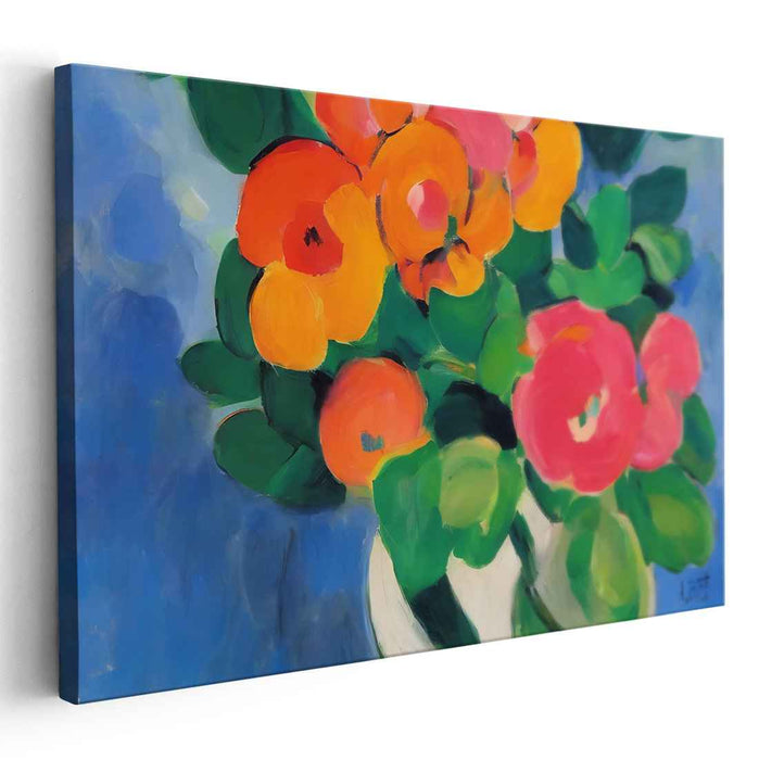 Painterly Petal Dance: Fauvist Floral Still Life on Canvas