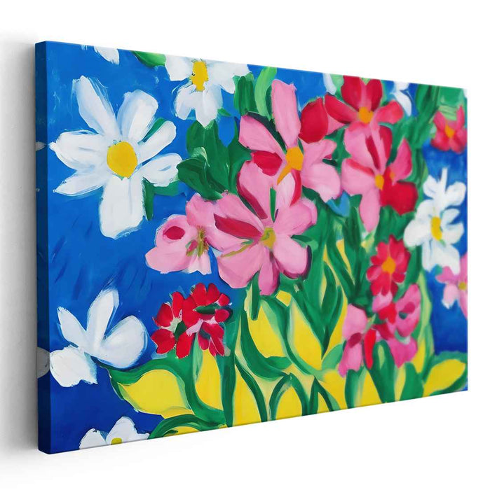 Blooming Brush Strokes: Bold Floral Arrangement Canvas Art Print