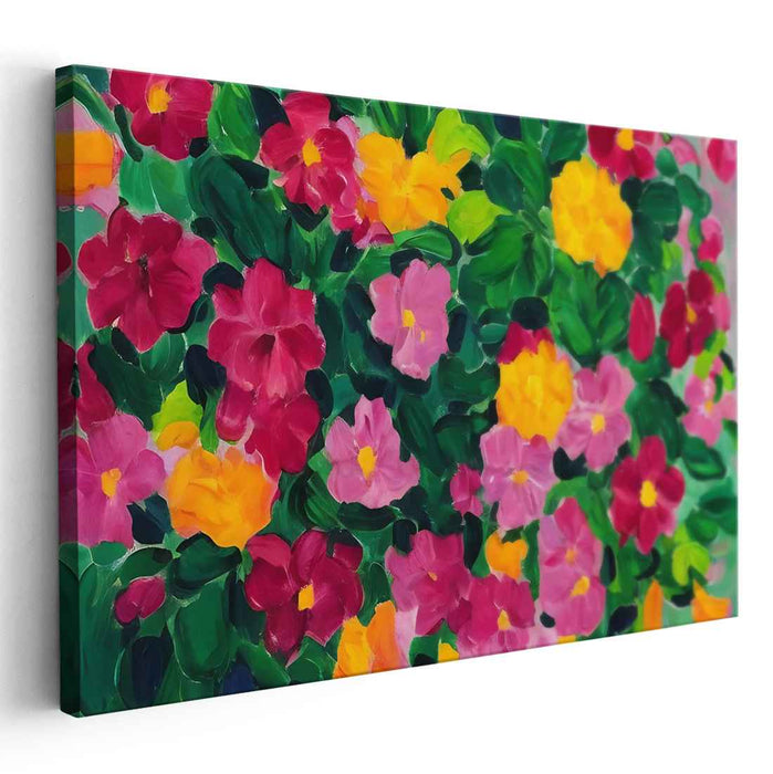 Whispers of Blooming Silence: A Lush Textured Garden Canvas Art
