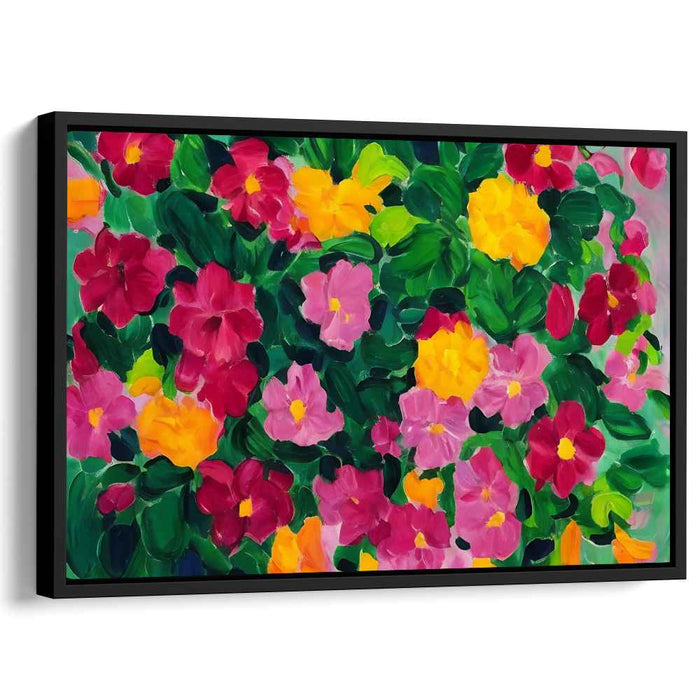 Whispers of Blooming Silence: A Lush Textured Garden Canvas Art