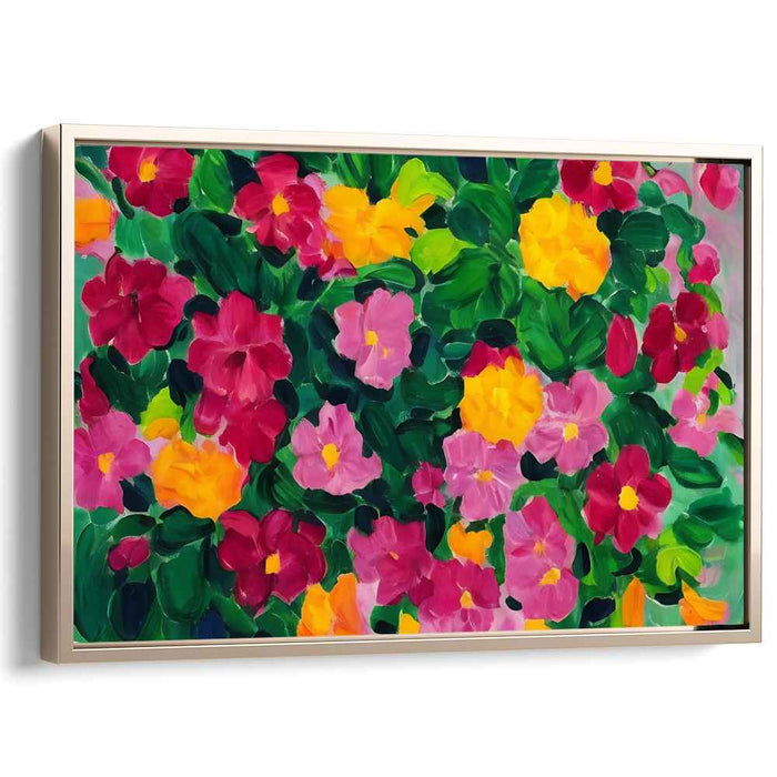 Whispers of Blooming Silence: A Lush Textured Garden Canvas Art
