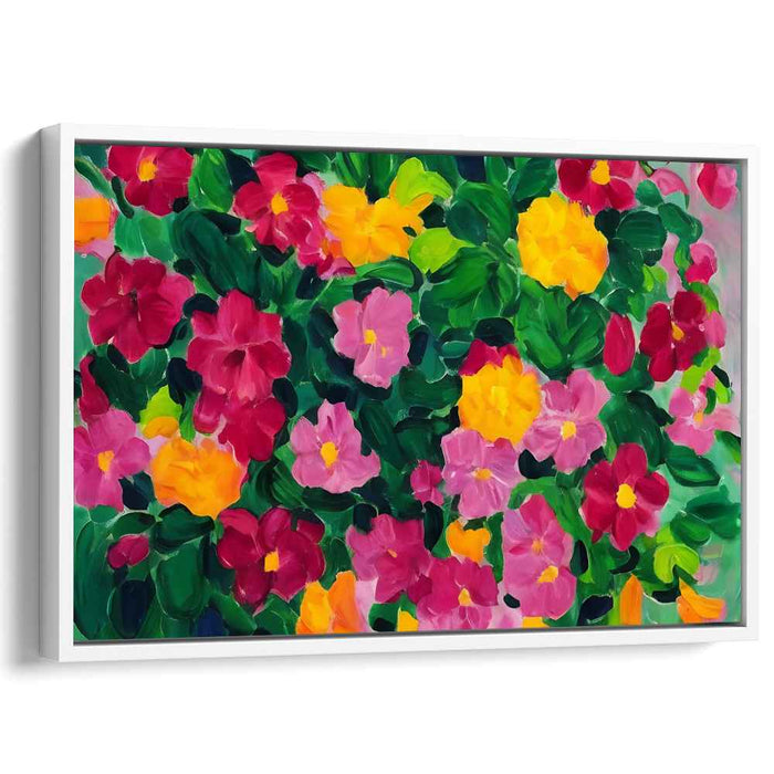 Whispers of Blooming Silence: A Lush Textured Garden Canvas Art
