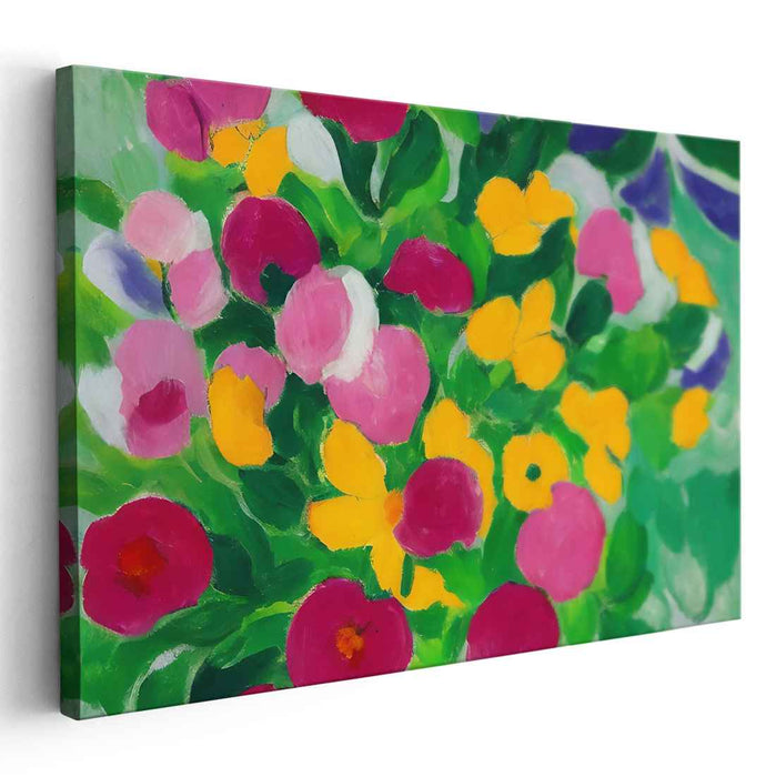 Blossoms in Colorful Brushstrokes: Vibrant Floral Impressionist Canvas Art Print