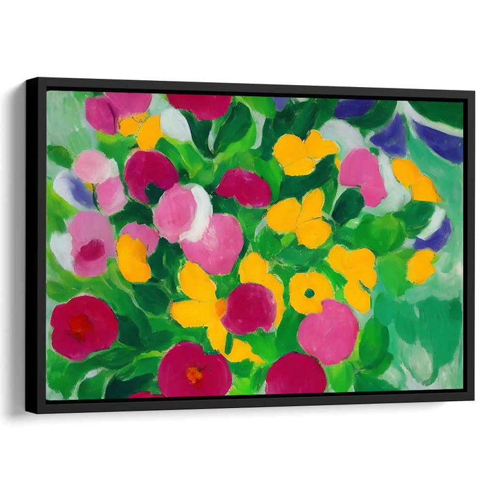 Blossoms in Colorful Brushstrokes: Vibrant Floral Impressionist Canvas Art Print