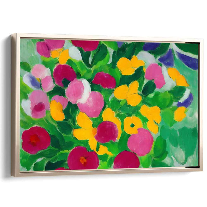 Blossoms in Colorful Brushstrokes: Vibrant Floral Impressionist Canvas Art Print
