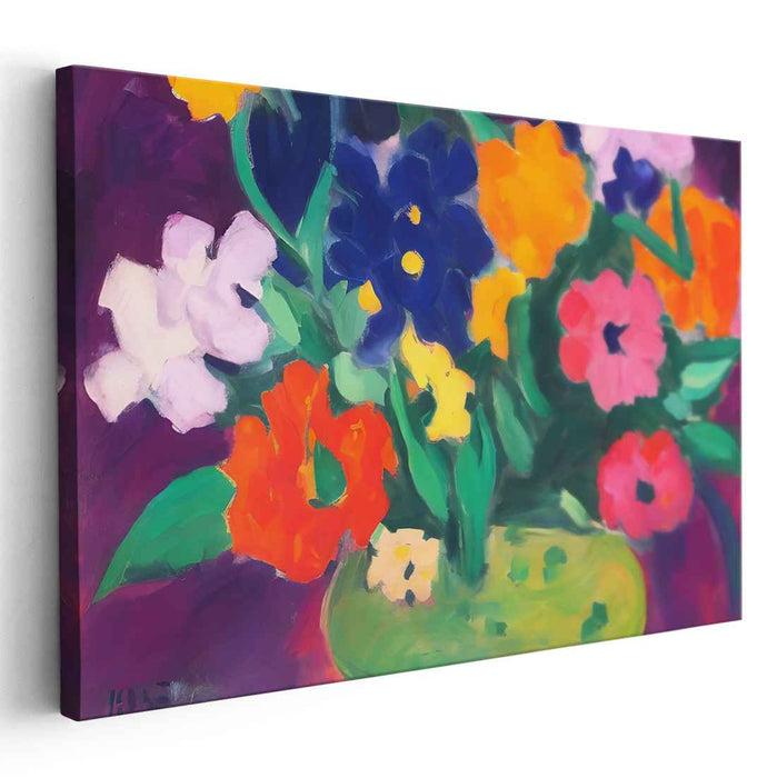 Quirky Blooms Abound: Fauvist Inspired Floral Canvas Art Print