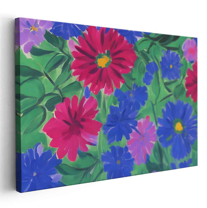 Vivid Blossom Fiesta: Fauvist Floral Celebration Canvas Art Print