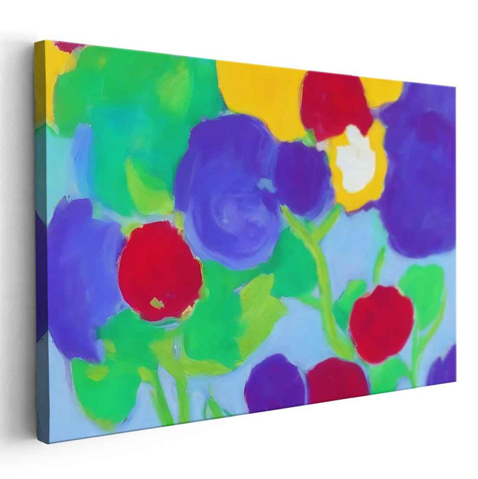 Whirlwind Petal Dance: Vibrant Abstract Flower Canvas Art Print