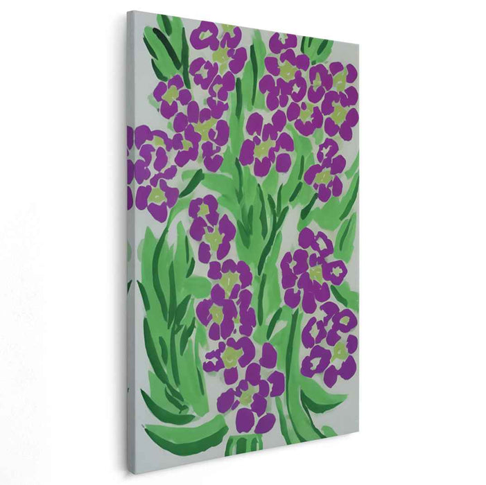 Enchanting Meadow Symphony: Vibrant Purple Blooms on Green Canvas Art Print
