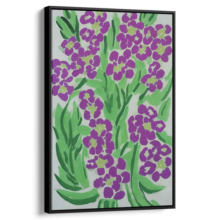 Enchanting Meadow Symphony: Vibrant Purple Blooms on Green Canvas Art Print