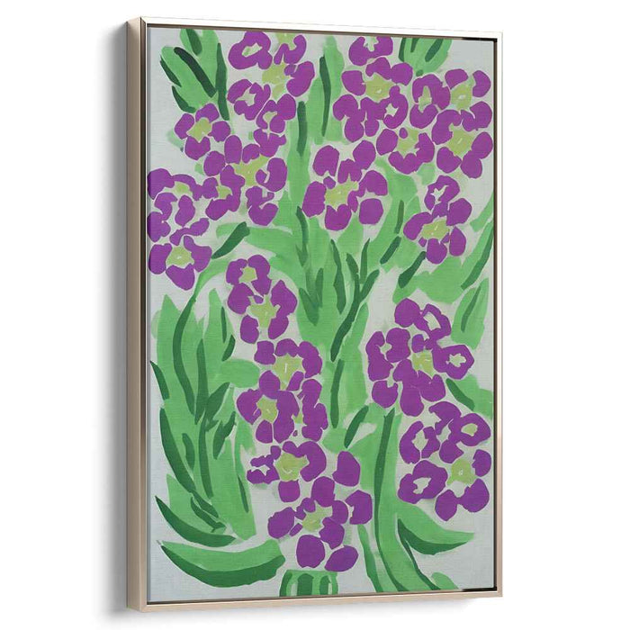Enchanting Meadow Symphony: Vibrant Purple Blooms on Green Canvas Art Print