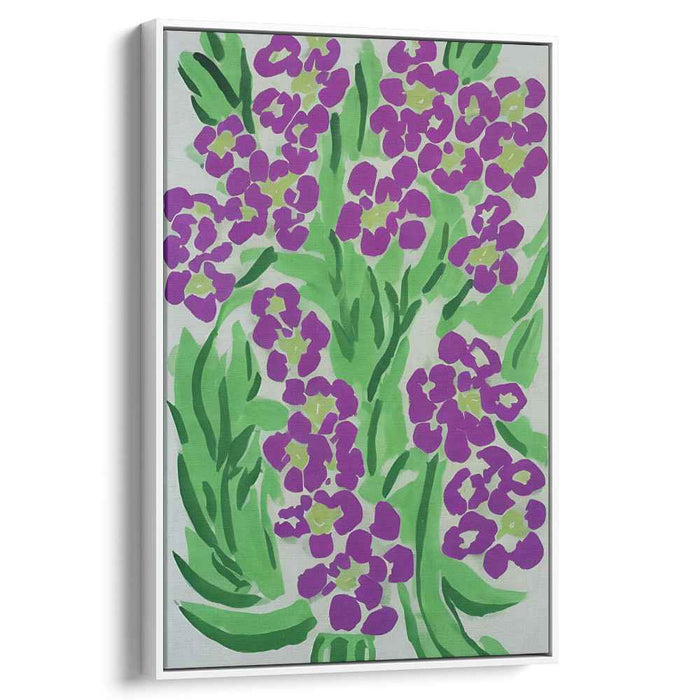 Enchanting Meadow Symphony: Vibrant Purple Blooms on Green Canvas Art Print