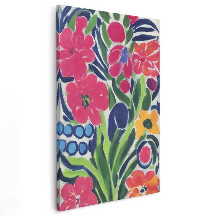 Fusion Flora Tapestry: Vibrant Modernist Garden Canvas Art Print