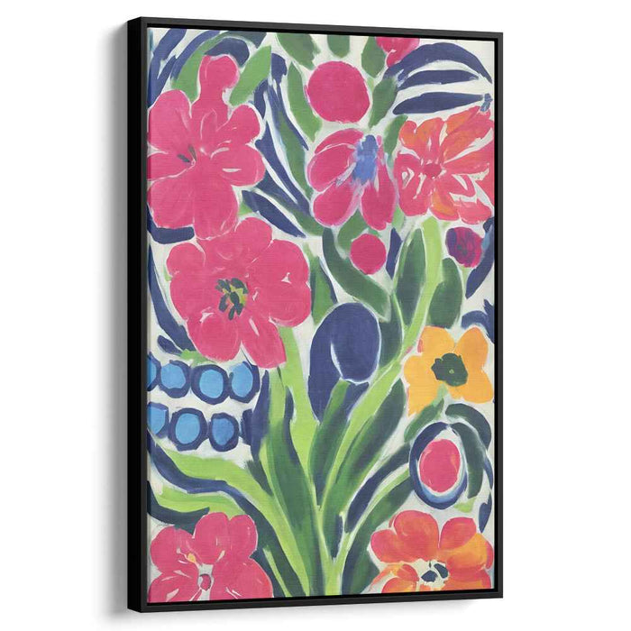Fusion Flora Tapestry: Vibrant Modernist Garden Canvas Art Print