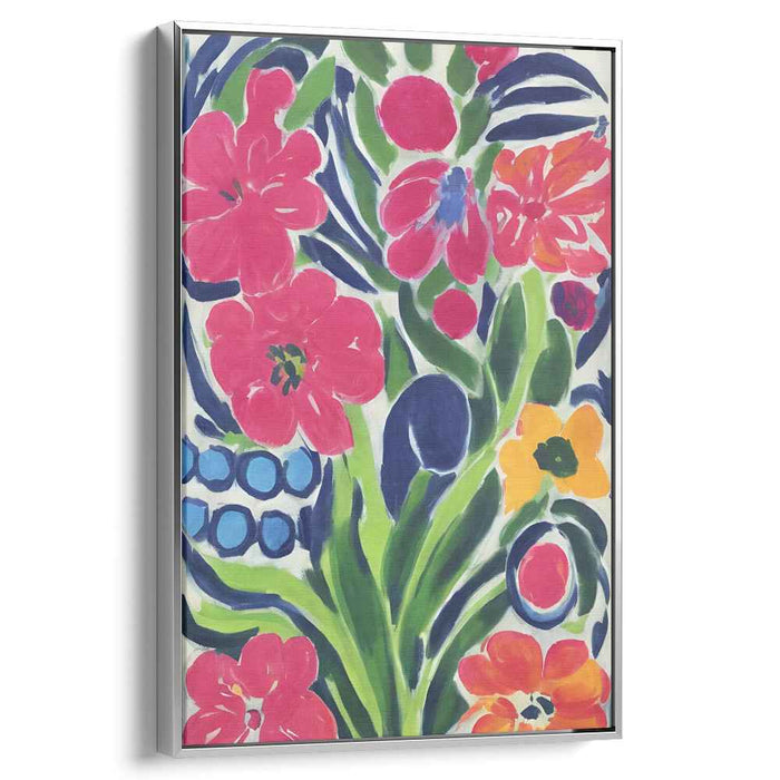 Fusion Flora Tapestry: Vibrant Modernist Garden Canvas Art Print