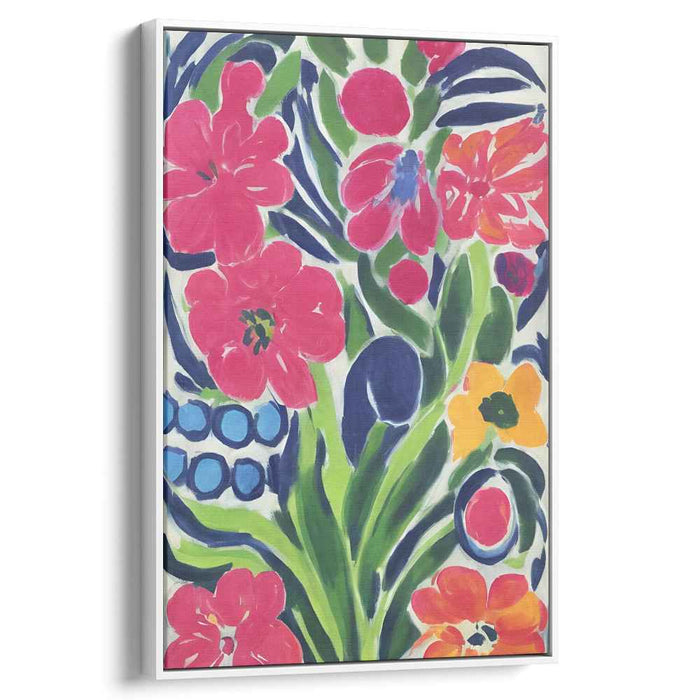 Fusion Flora Tapestry: Vibrant Modernist Garden Canvas Art Print