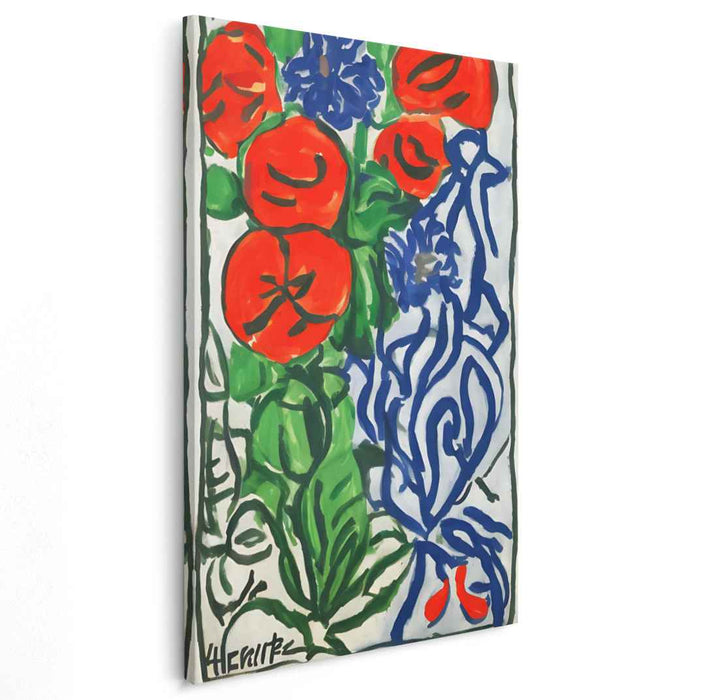 Vivid Contrasts: Bold Red and Blue Abstract Canvas Art