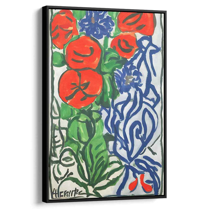 Vivid Contrasts: Bold Red and Blue Abstract Canvas Art