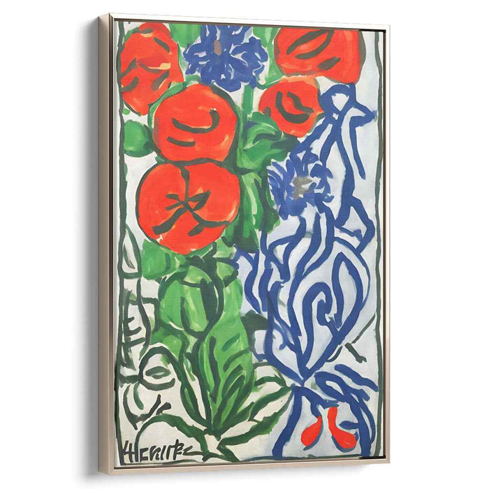 Vivid Contrasts: Bold Red and Blue Abstract Canvas Art