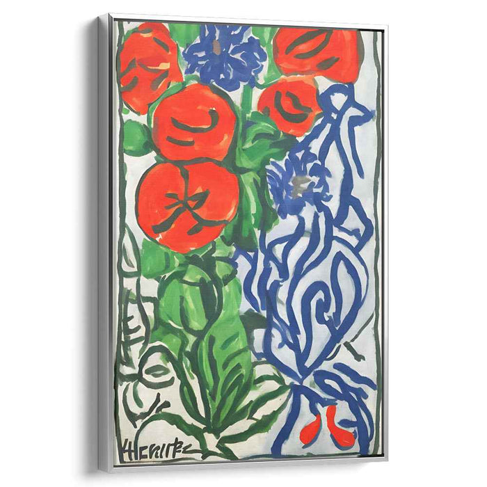 Vivid Contrasts: Bold Red and Blue Abstract Canvas Art