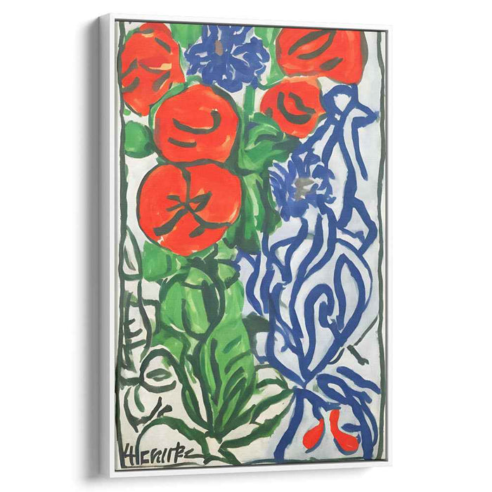 Vivid Contrasts: Bold Red and Blue Abstract Canvas Art